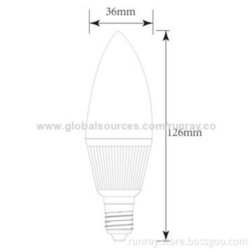 E14 LED Bulb, 3W, 85-265V AC, Gold Color Housing, CE, Bridgelux Chip/Epistar/EpiLEDs Chip